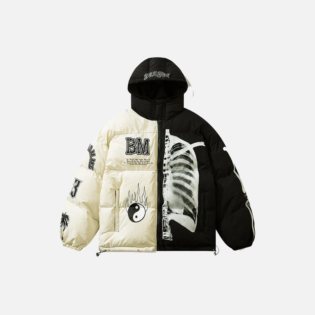 Yin Yang Club Oversized Puffer Jacket