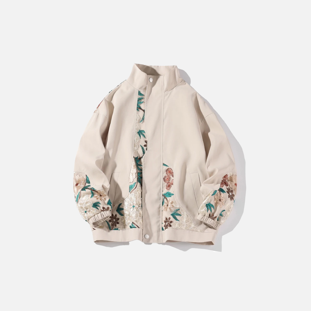 Spring Flower Embroidery Oversize Streetwear Jacket