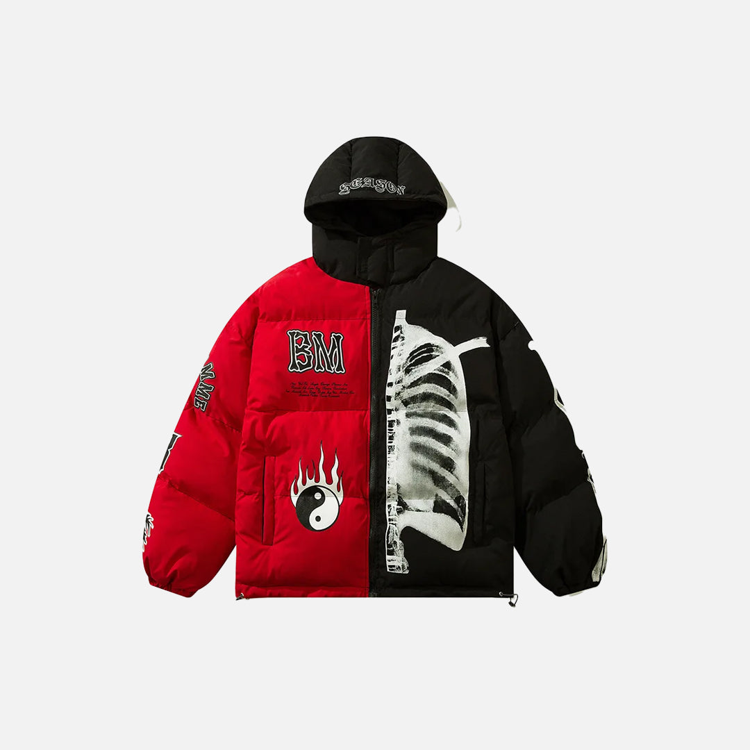 Yin Yang Club Oversized Puffer Jacket