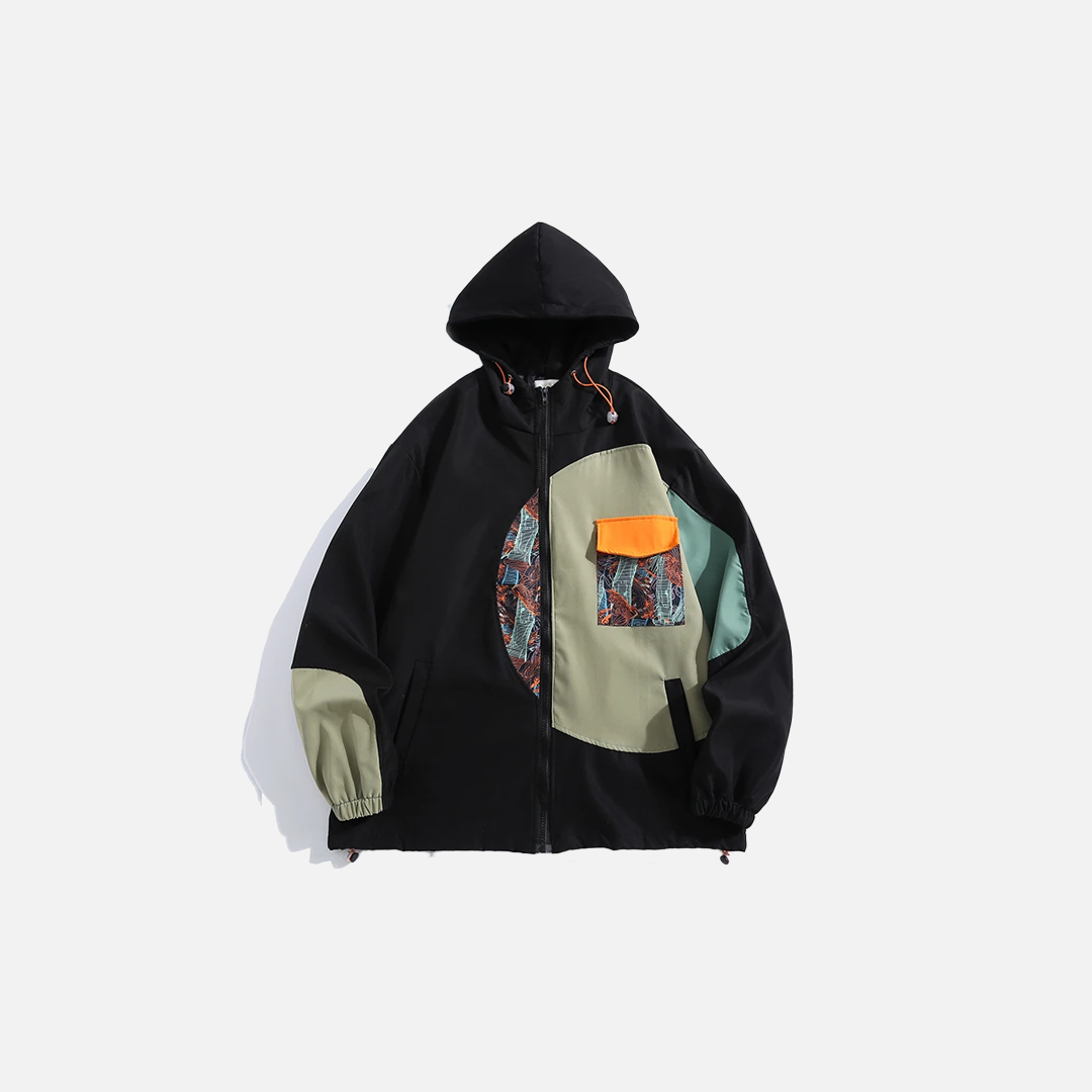 Men’s Patchwork Hooded Zipper Jacket