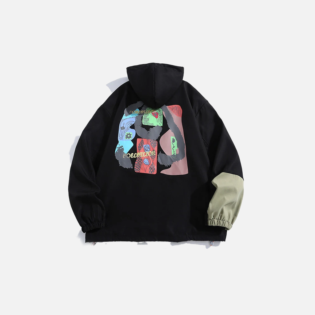 Men’s Patchwork Hooded Zipper Jacket