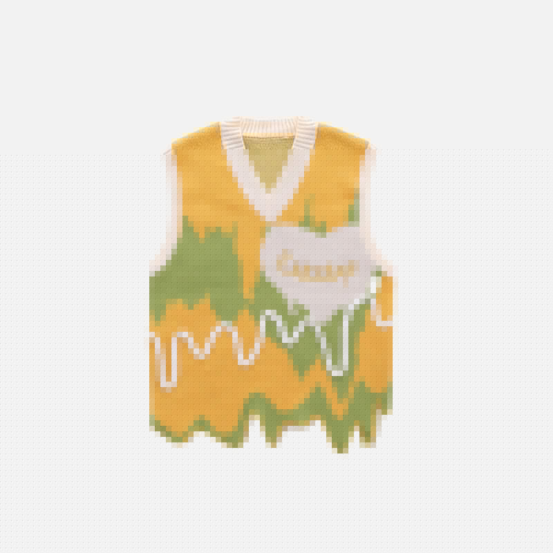 Wavy Color Block Knitted Sweater