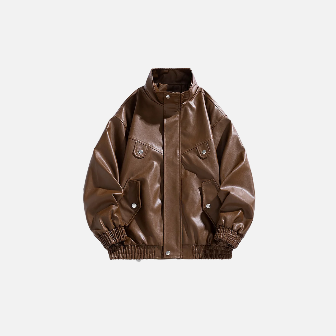 Loose Fit Trendy Motorcycle Leather Jacket