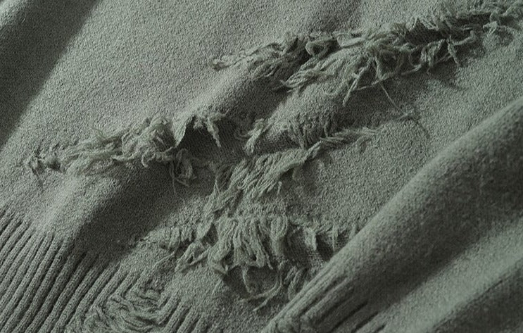 Ruptured Oversized Solid Blank Sweater