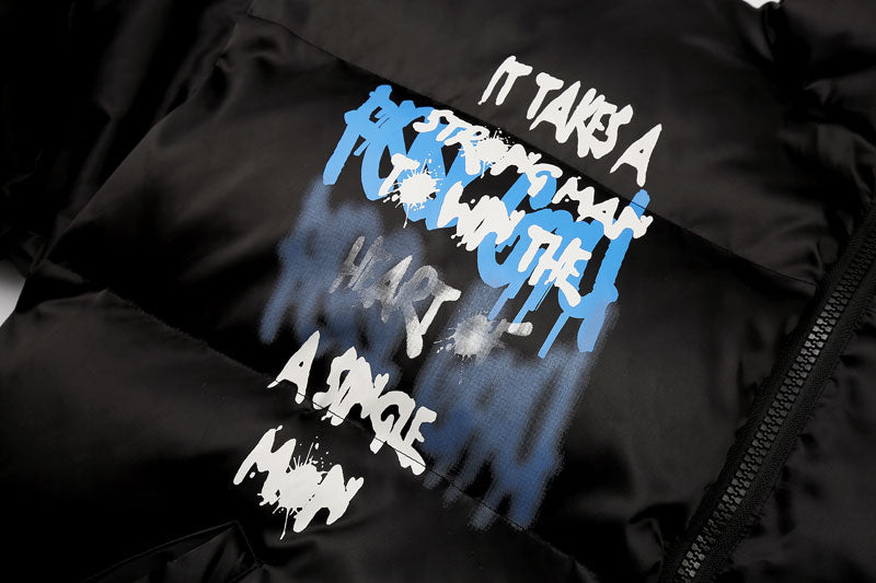 Graffiti Cotton Padded Puffer Jacket