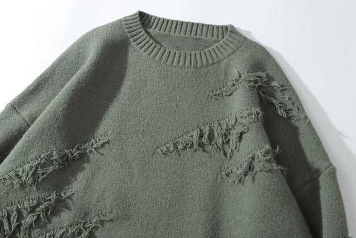 Ruptured Oversized Solid Blank Sweater