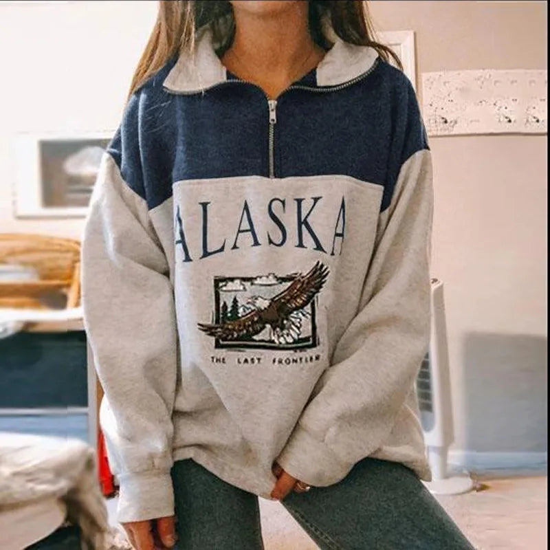 Alaska Eagle Print Vintage Sweatshirt