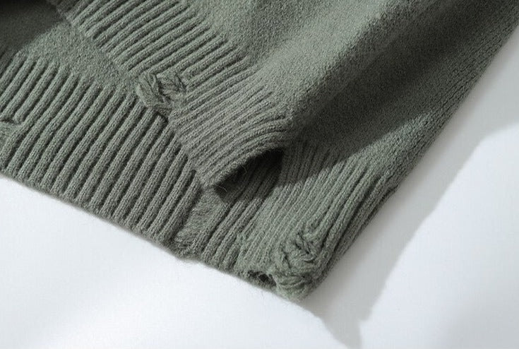 Ruptured Oversized Solid Blank Sweater