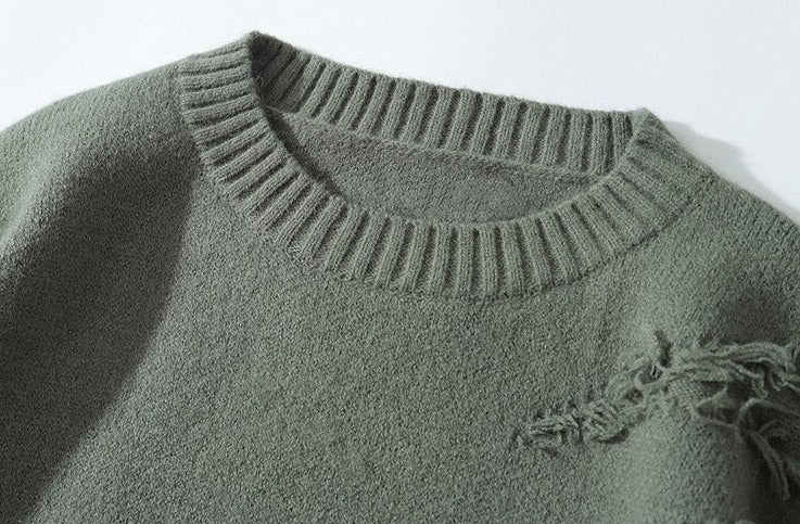 Ruptured Oversized Solid Blank Sweater