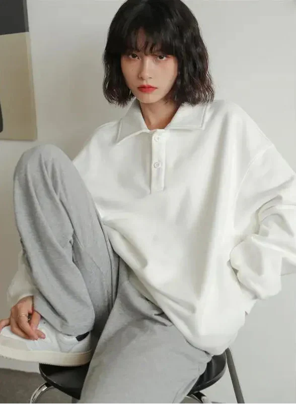 Women Casual Cozy White Autumn Winter Sweatshirt