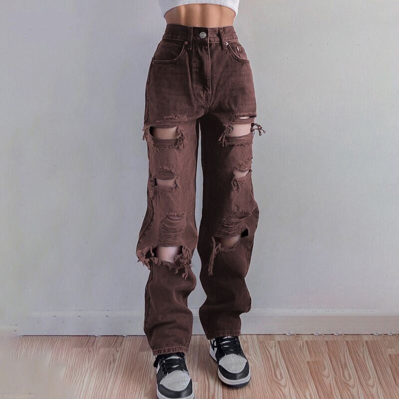 Women's High-waist Ripped Jeans