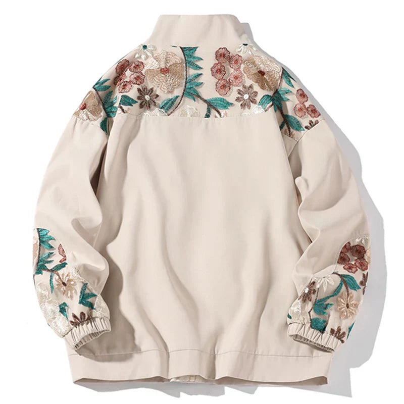 Spring Flower Embroidery Oversize Streetwear Jacket