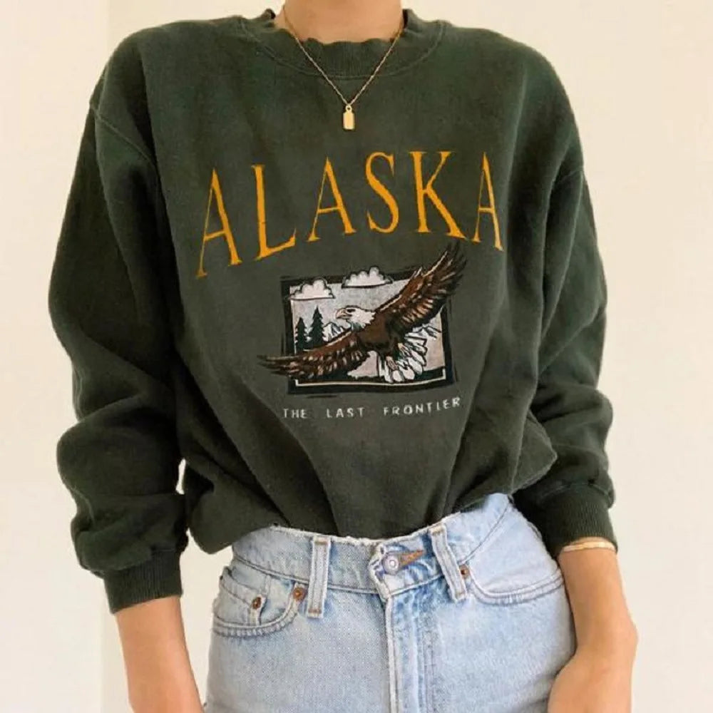 Alaska Eagle Print Vintage Sweatshirt
