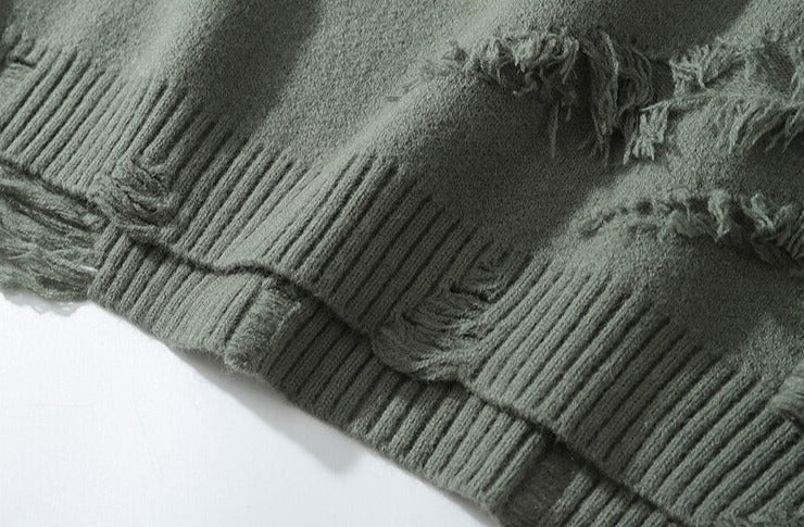 Ruptured Oversized Solid Blank Sweater