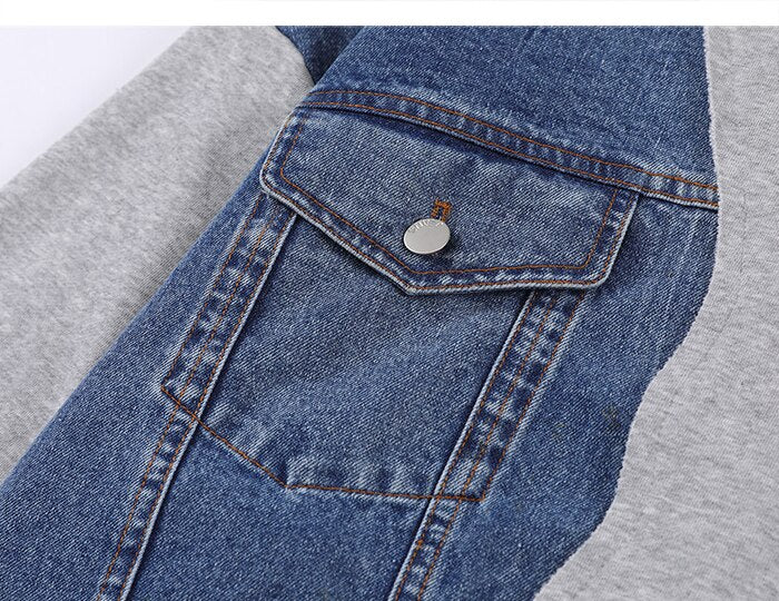 Denim MultiPockets Patchwork Sweatshirts