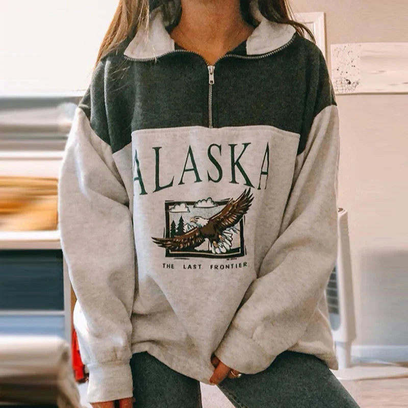 Alaska Eagle Print Vintage Sweatshirt