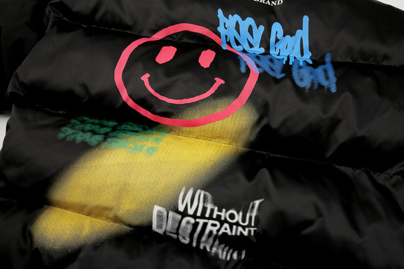 Graffiti Cotton Padded Puffer Jacket