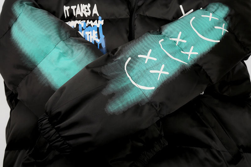 Graffiti Cotton Padded Puffer Jacket