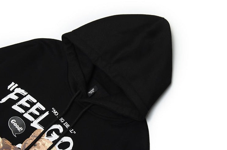 Feel Good Bear Print Hoodie