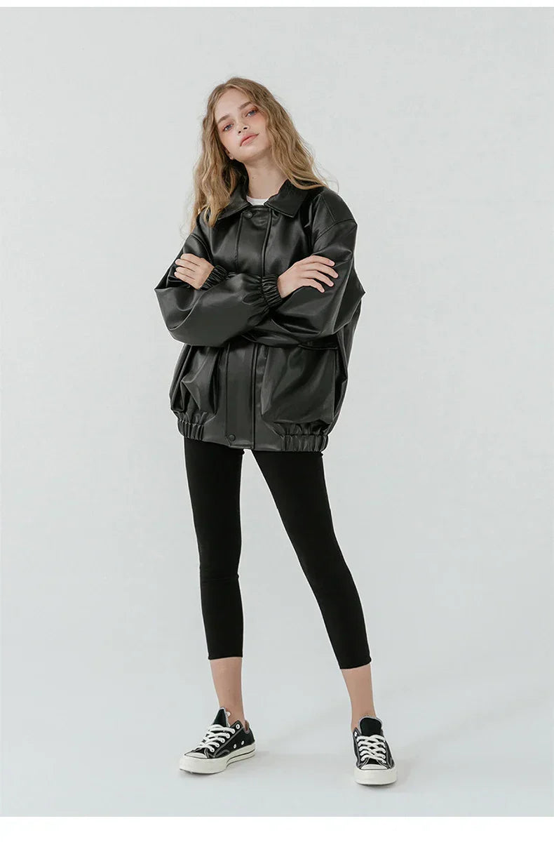 Black Soft PU Leather Jacket Zipper