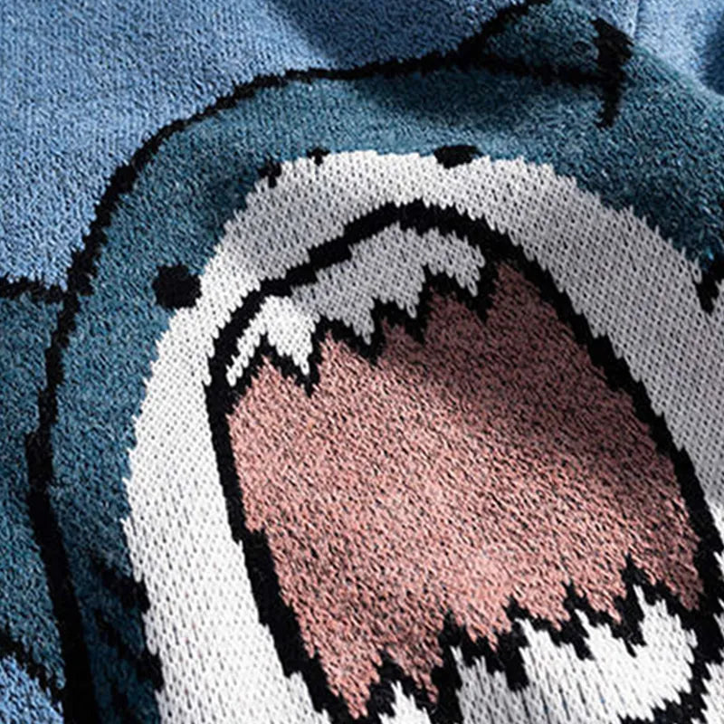 Oversized Scary Shark Knitted Sweater