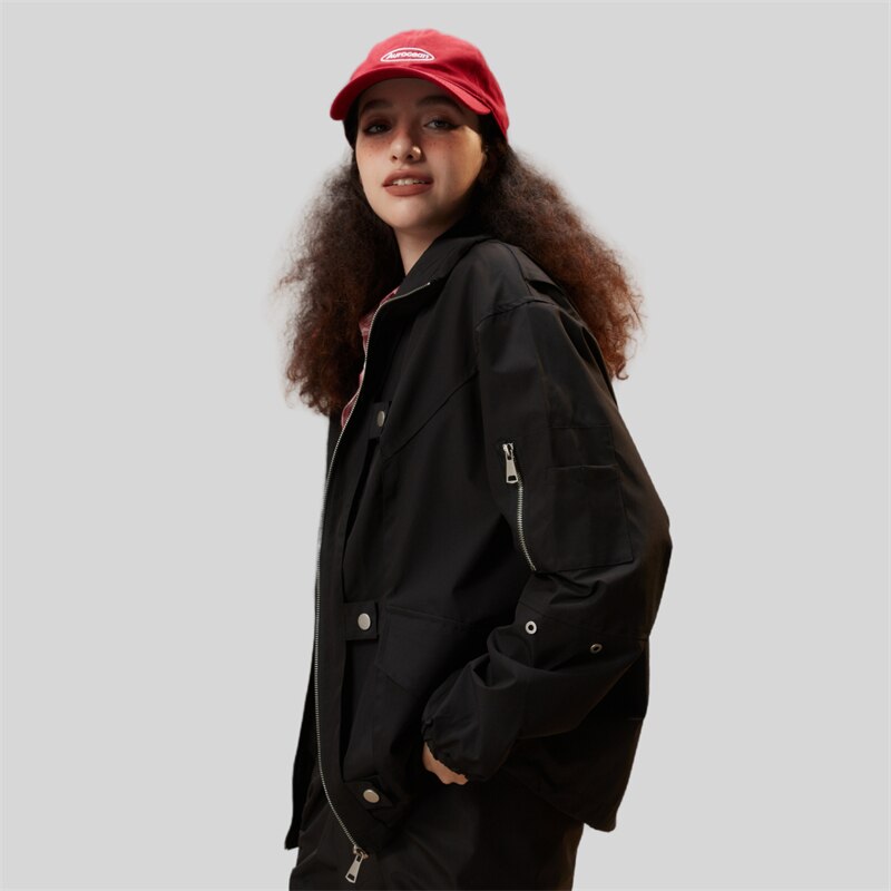 Black Zip-up Denim Jacket