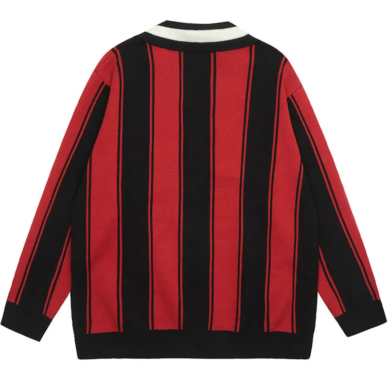Vintage Embroidered Striped Knitted Sweater