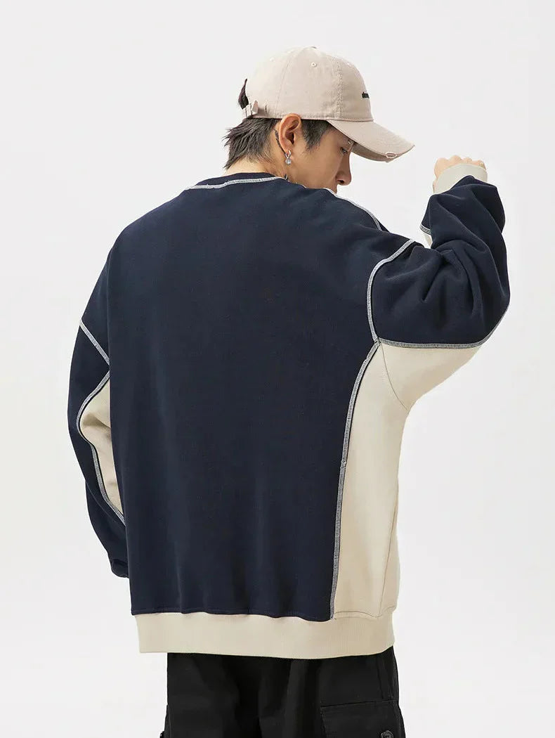 Insulated Loose Casual Letter Splice Sweatshirt