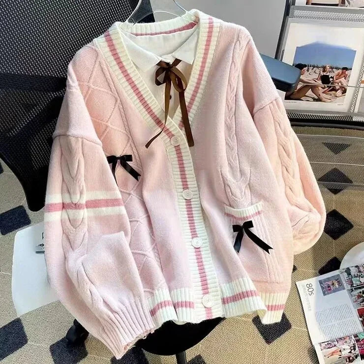 Kawaii Bow Knitted Cardigans