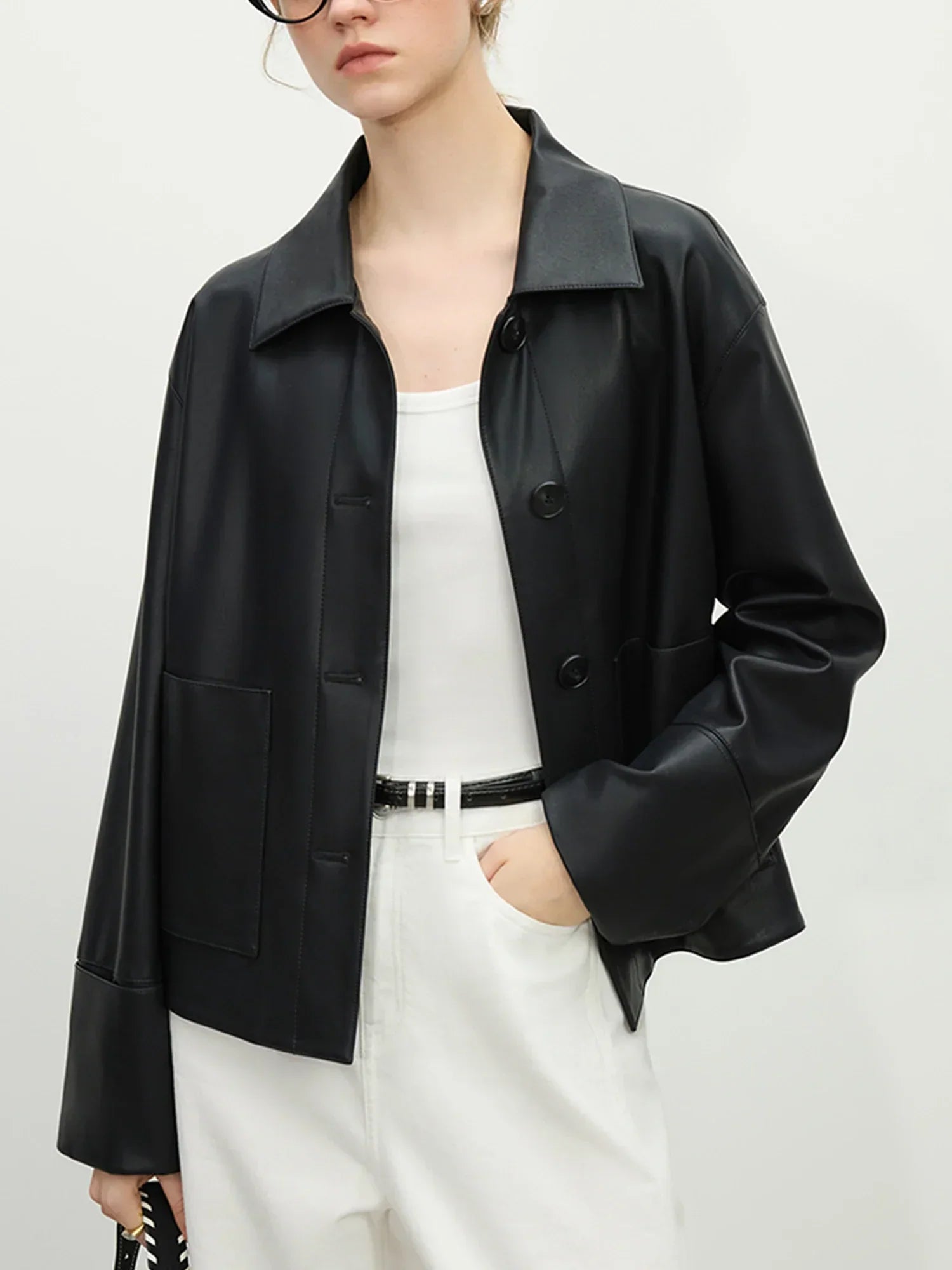 Retro Korean Style Single-Breasted Leather Jacket