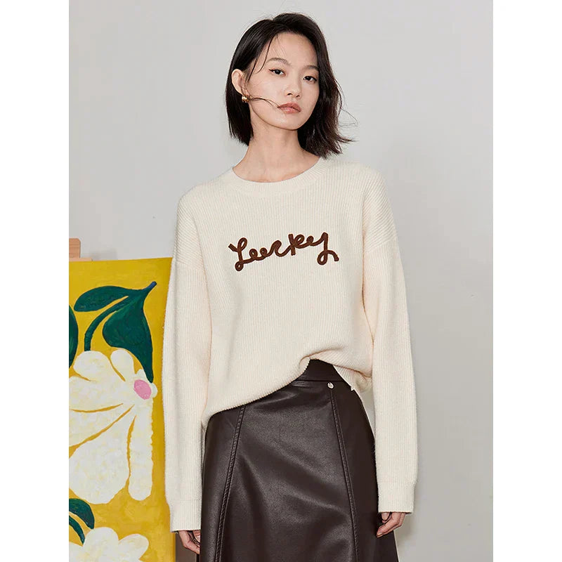 Cozy Warm Knitted Letter Print Sweater