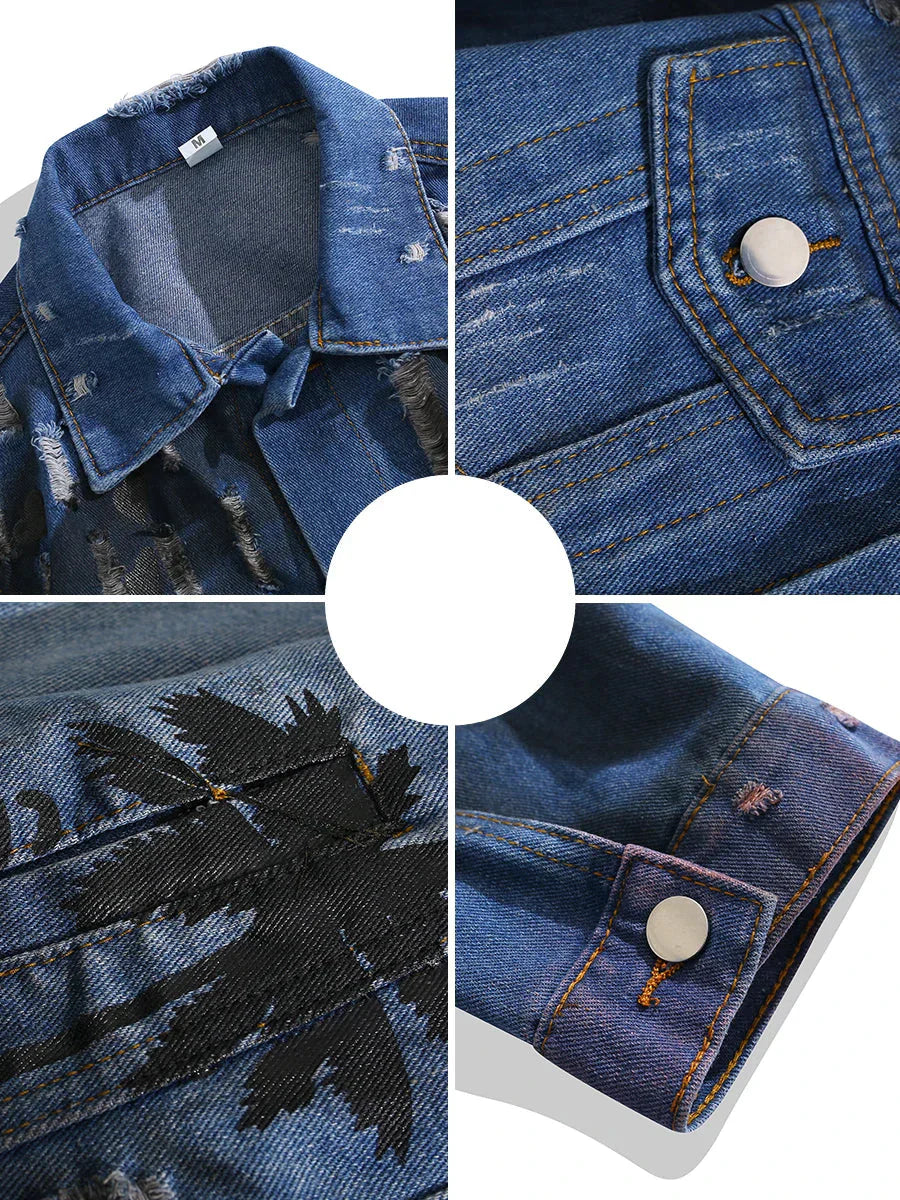 Coconut Tree Gradient Denim Jacket