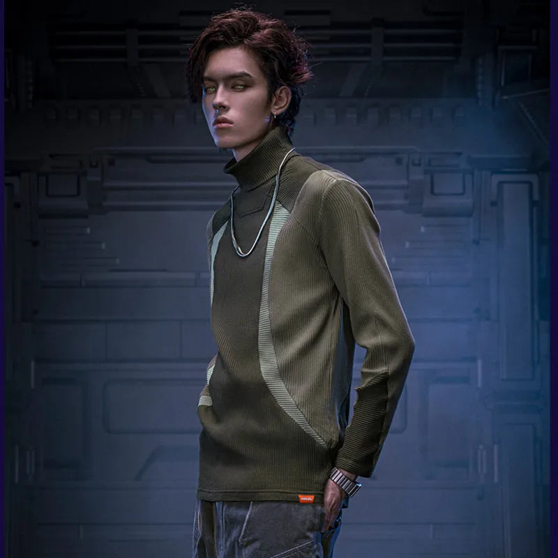 Slim Fit Punk Color Blocked Sweatshirt