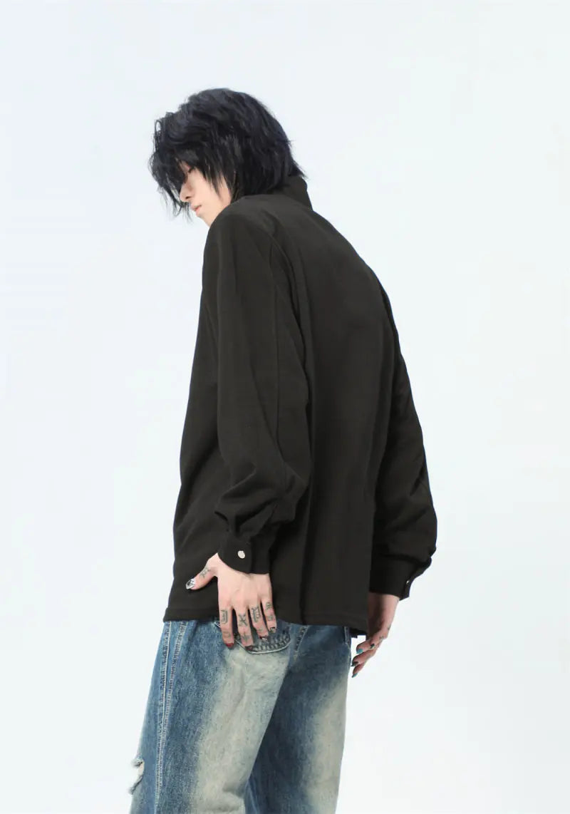 Streetwear Casual Zipper Shoulder Pads Sweatshirt