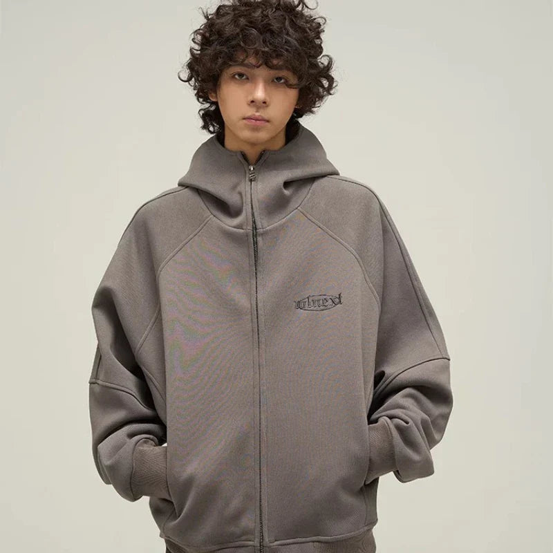 Punk Oversized Letter Embroidered Stand Sweatshirt