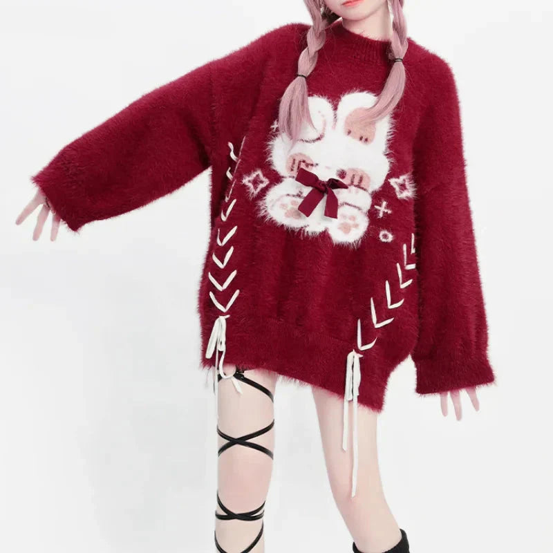 Coquette Oversized Red Women's Sweater