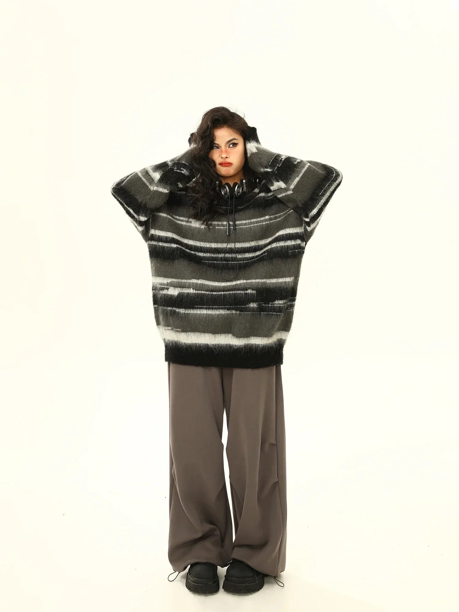 Retro Striped Color Matching Knit Sweater