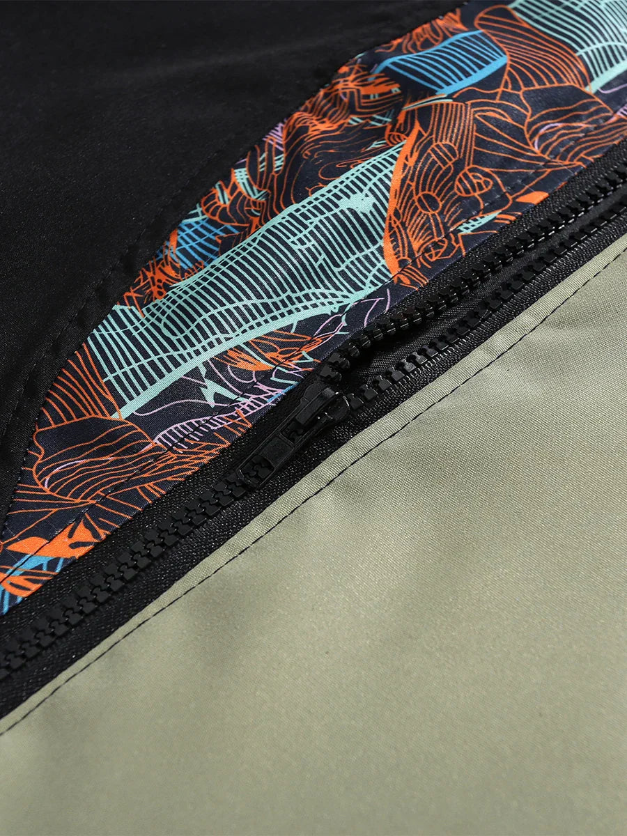 Men’s Patchwork Hooded Zipper Jacket