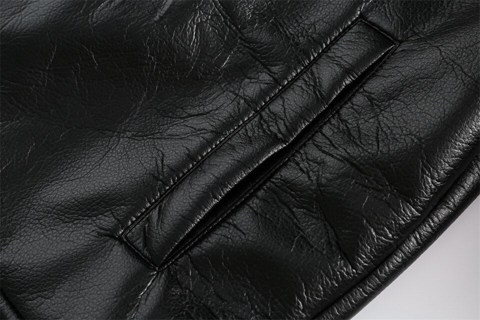 Waterproof Color block Leather Varsity Jacket