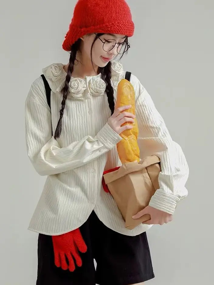 Chic 3D Flowers Spring Autumn Cardigan