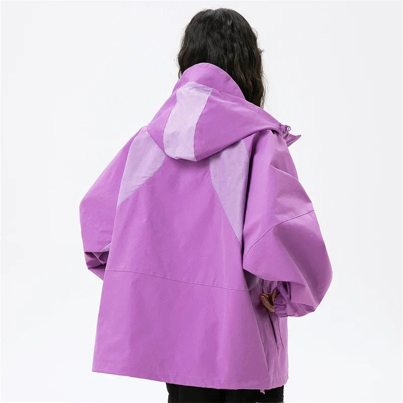 Patchwork Solid Thin Windbreaker Jacket