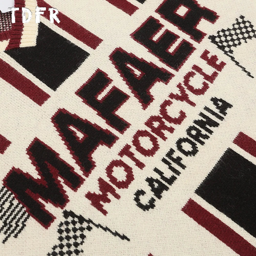 Retro Jacquard Knitted Mens Sweater