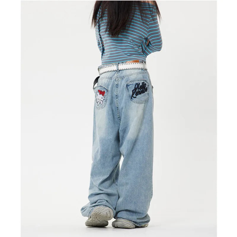 Y2K Baggy Striped Wide-Leg Jeans