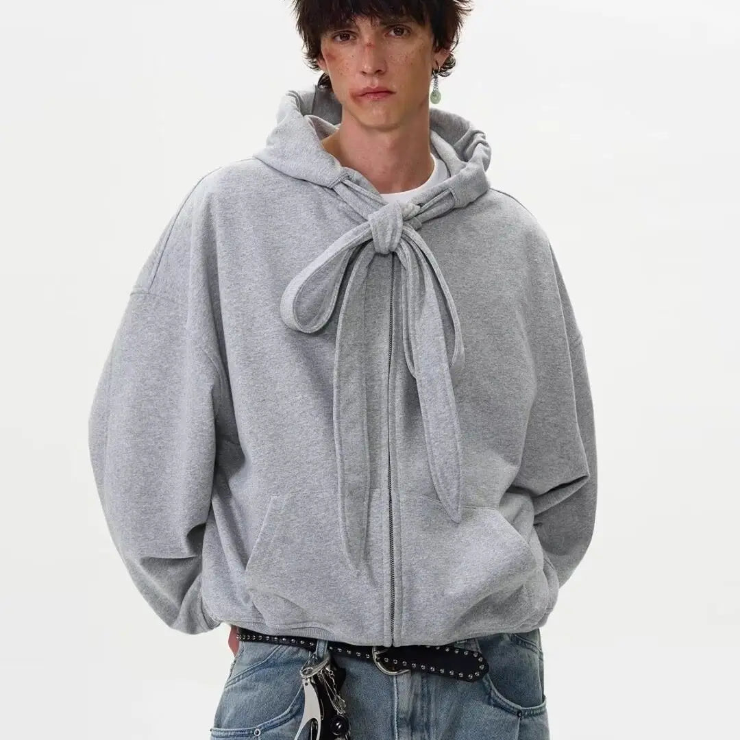 Retro Streetwear Solid American Design Hooded Sweatshirt