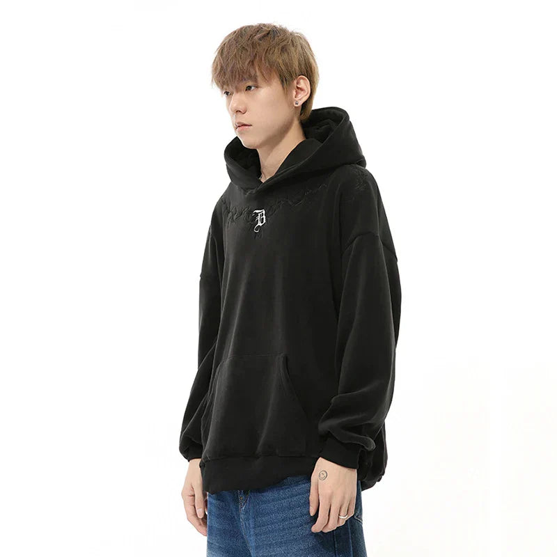 Embroidery Letter Loose Hoodie