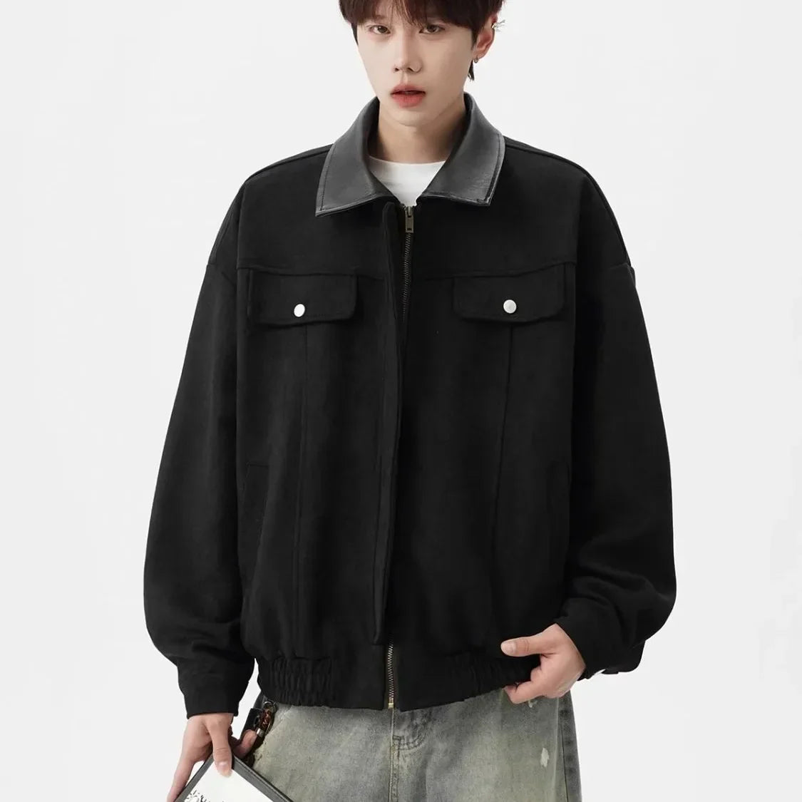 Kinetic Color Blocked Tooling Lapel Jacket