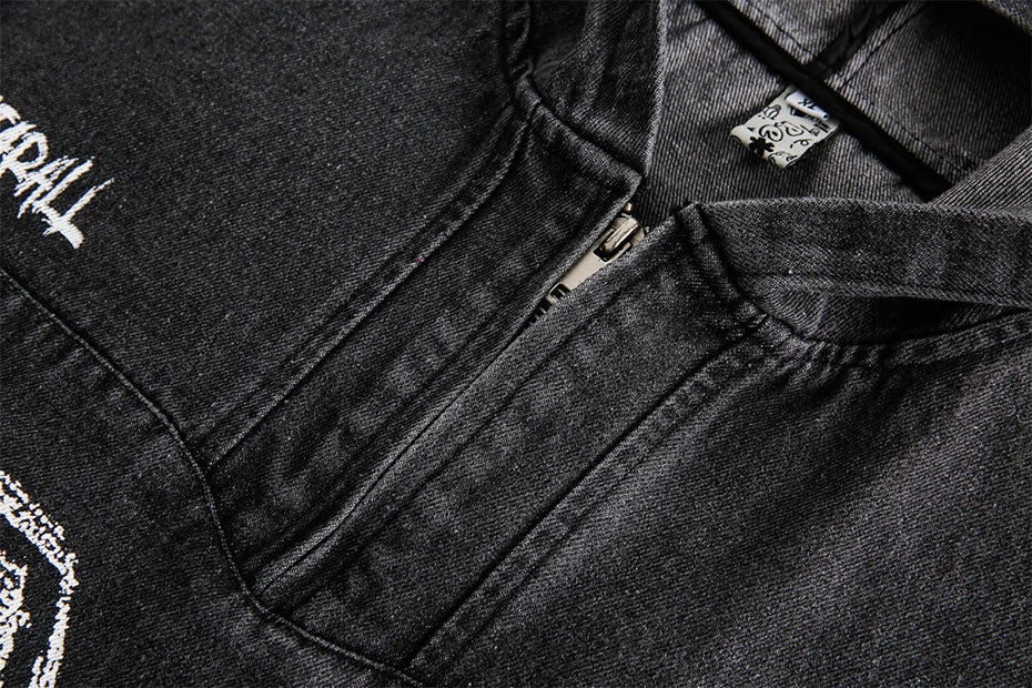 Embroidered Number Hooded Jacket