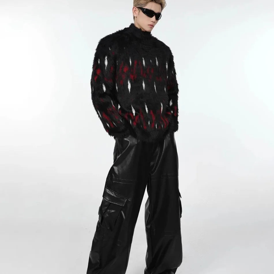 Aura Color Blocked Stand Collar Sweater