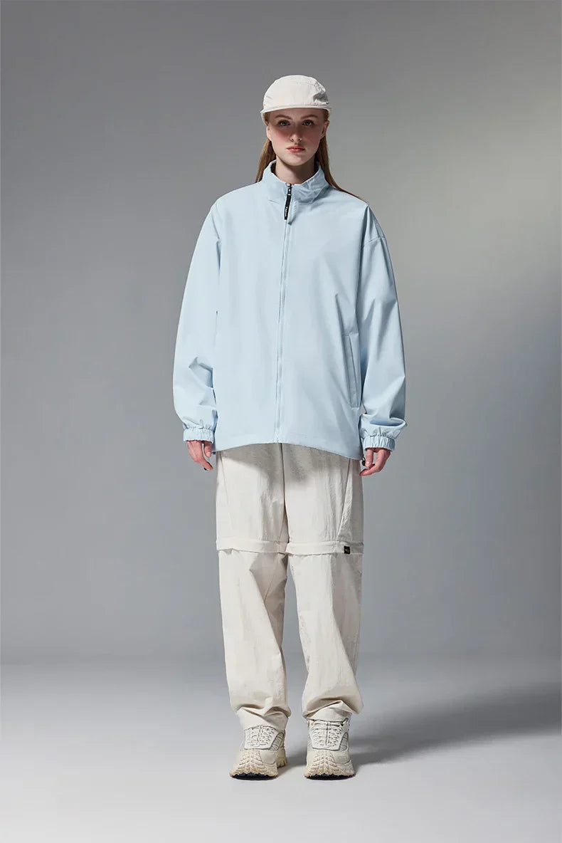 Solid Color Zip-Up Windbreaker Jacket