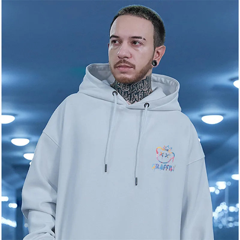 Retro Graffiti Bear Print Hoodie